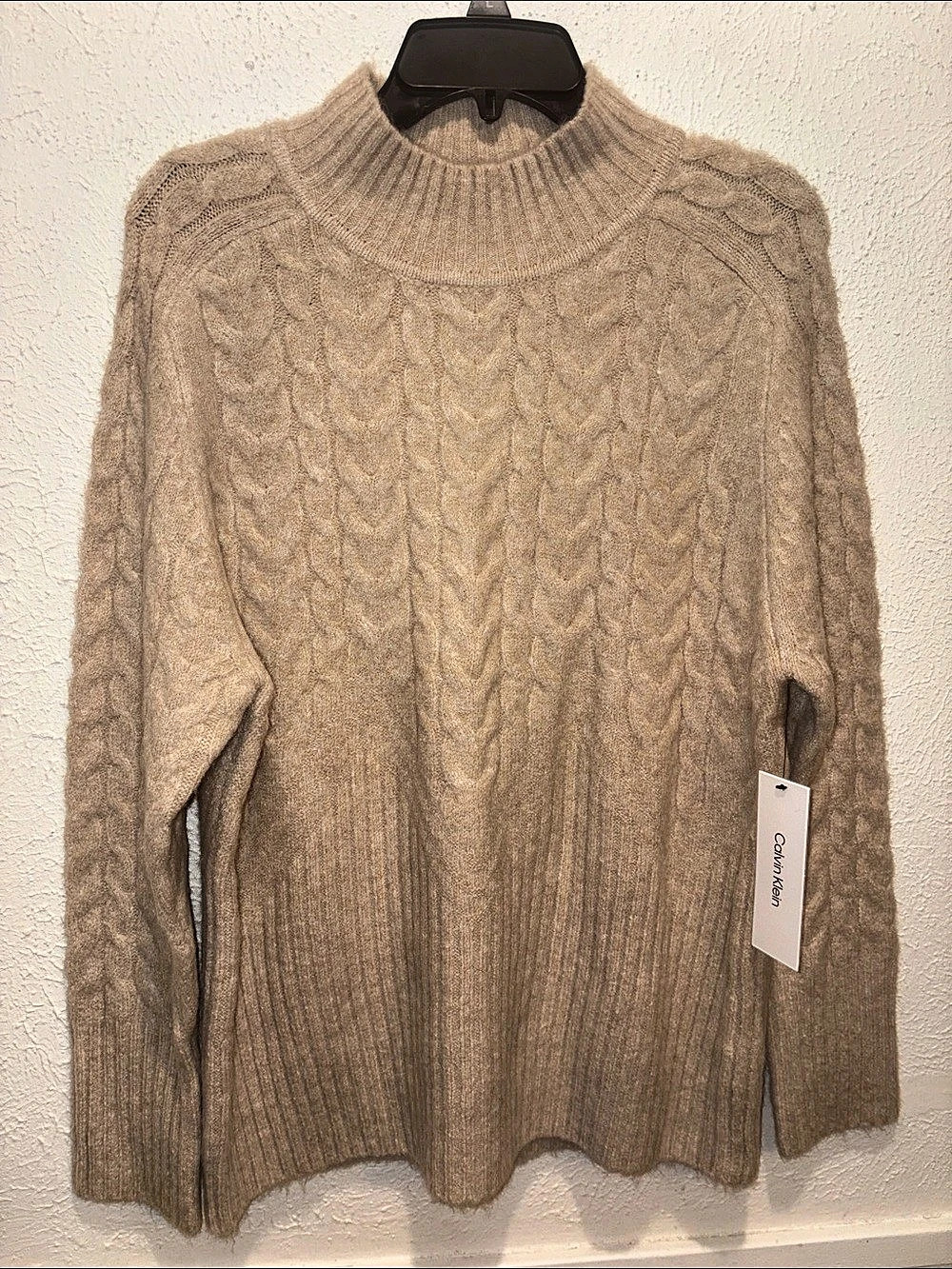 Calvin Klein Cable Knit Turtleneck in Brown Size Large NWT